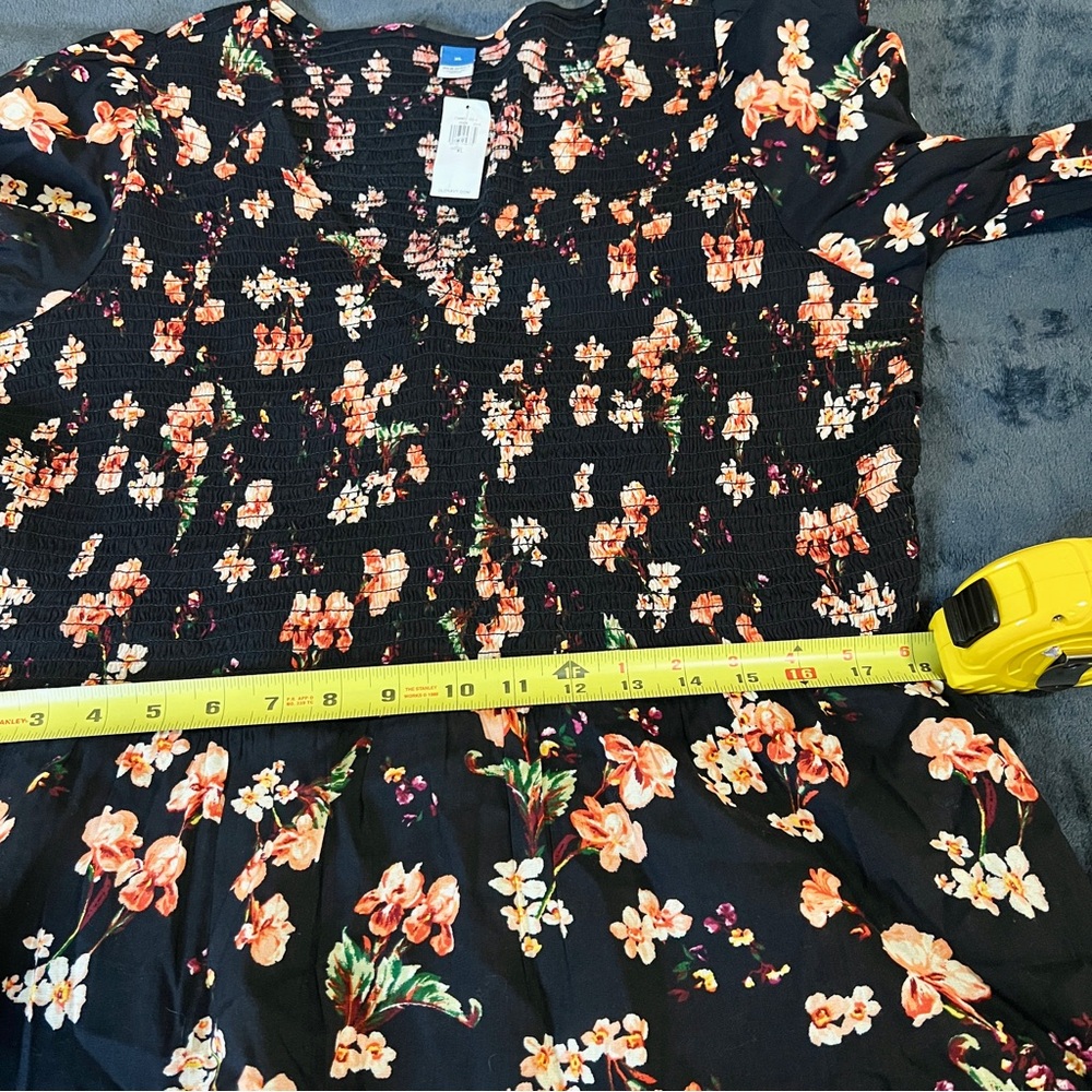 New Old Navy Floral Cotton Knit Puff Sleeve Smocked‎ Peplum Ruffle Boho Top XL - Picture 12 of 13